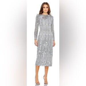 Mac Duggal 5576 NWT Jewel Neckline Long Sleeve Dress
